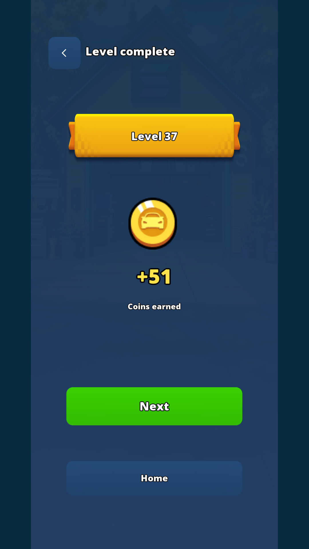 A completed Seeker City level with the game Coin reward shown